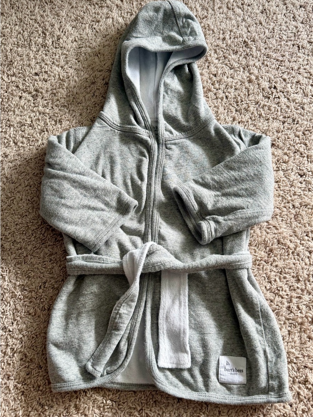 Burt's Bees Baby Light Gray Hooded Baby Robe